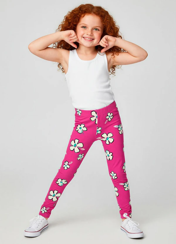 Malwee Kids - Calça Legging Floral Rosa Magenta 2