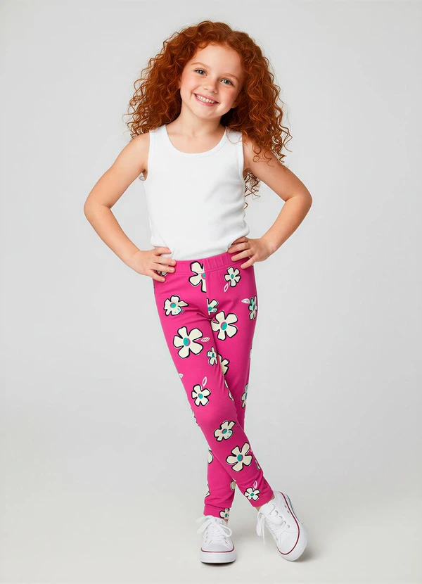 Malwee Kids - Calça Legging Floral Rosa Magenta 3
