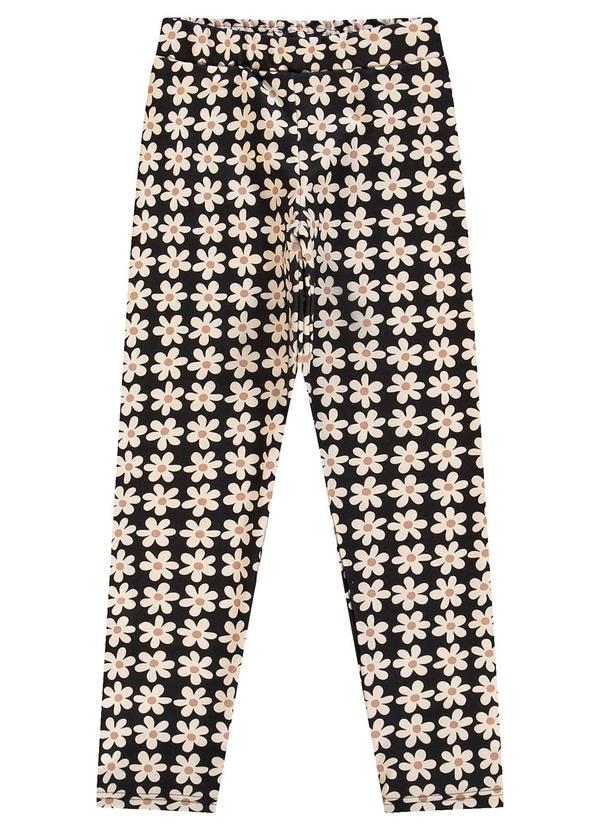 Carinhoso - Calça Legging Floral Soft Menina Preto