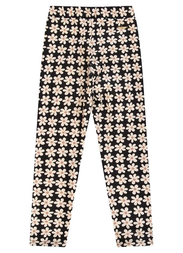 Carinhoso - Calça Legging Floral Soft Menina Preto 2