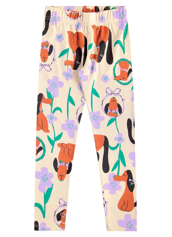 Bee Loop - Calça Legging Infantil em Cotton Branco 1