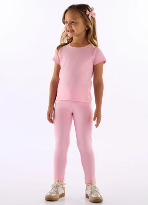 Quimby - Calça Legging Infantil em Cotton Rosa - QUIMBY
