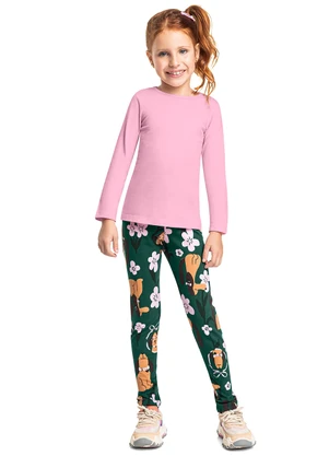 Bee Loop - Calça Legging Infantil em Cotton Verde - BEE LOOP