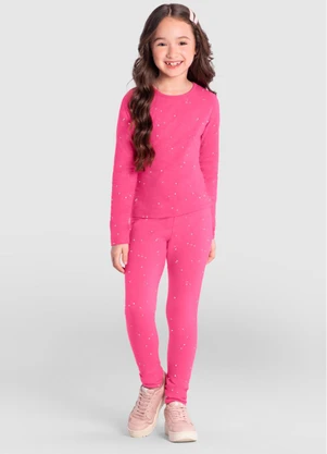 Brandili - Calça Legging Infantil Menina com Brilhos Rosa - BRANDILI