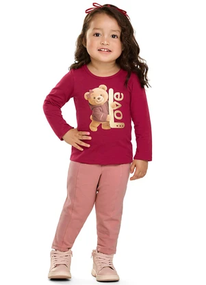Elian - Calça Legging Infantil Menina com Recorte Rosa - ELIAN