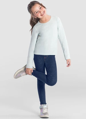 Brandili - Calça Legging Infantil Menina em Cotton Azul - BRANDILI