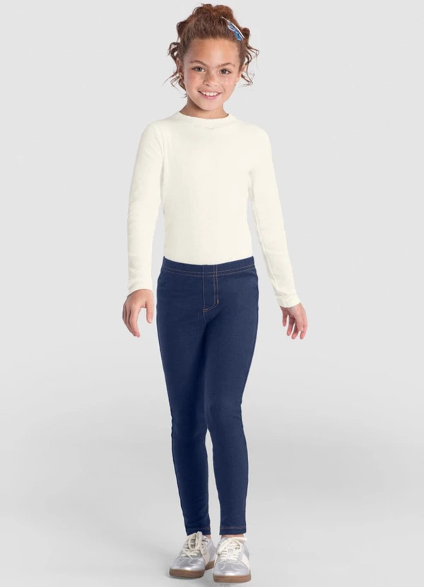 Brandili - Calça Legging Infantil Menina em Cotton Azul 2