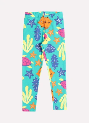 Kyly - Calça Legging Infantil Menina Estampado Verde - KYLY