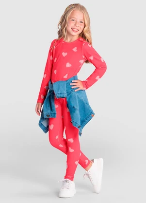 Brandili - Calça Legging Infantil Menina Florida Vermelho - BRANDILI