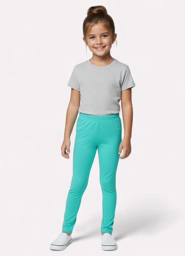 Kyly - Calça Legging Infantil Menina Lisa Verde 1