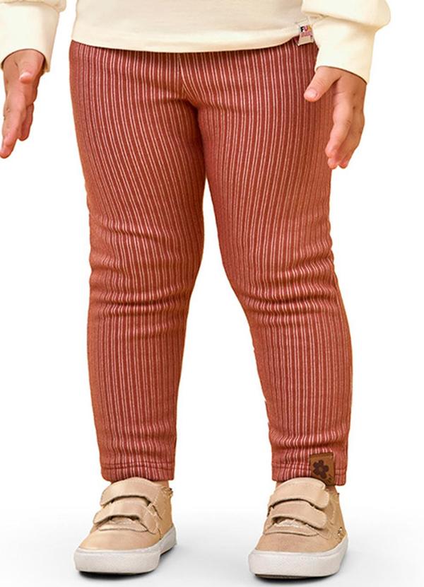 Elian - Calça Legging Infantil Menina Texturizada Marrom