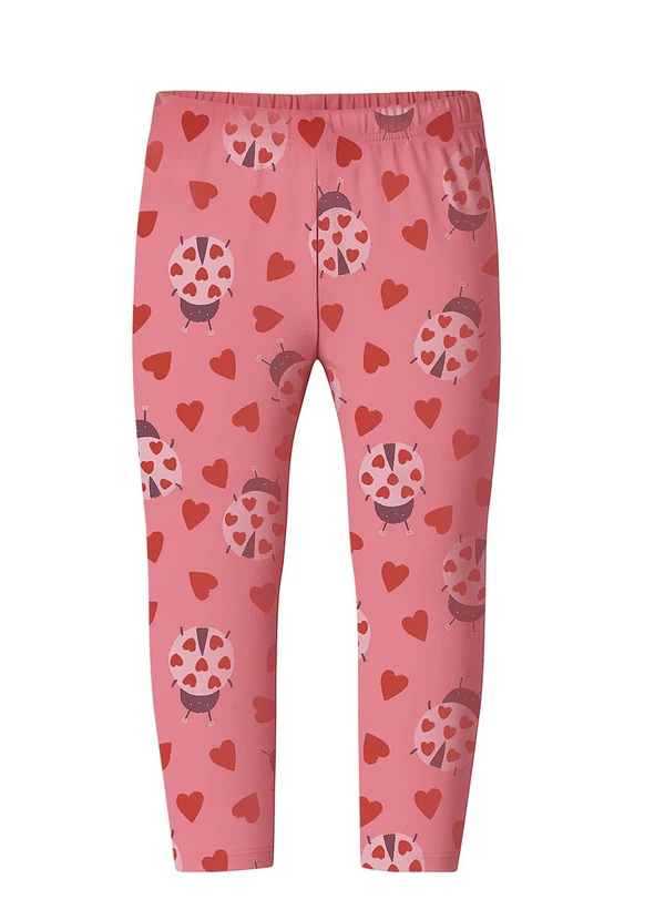 Malwee Kids - Calça Legging Joaninhas em Cotton Coral