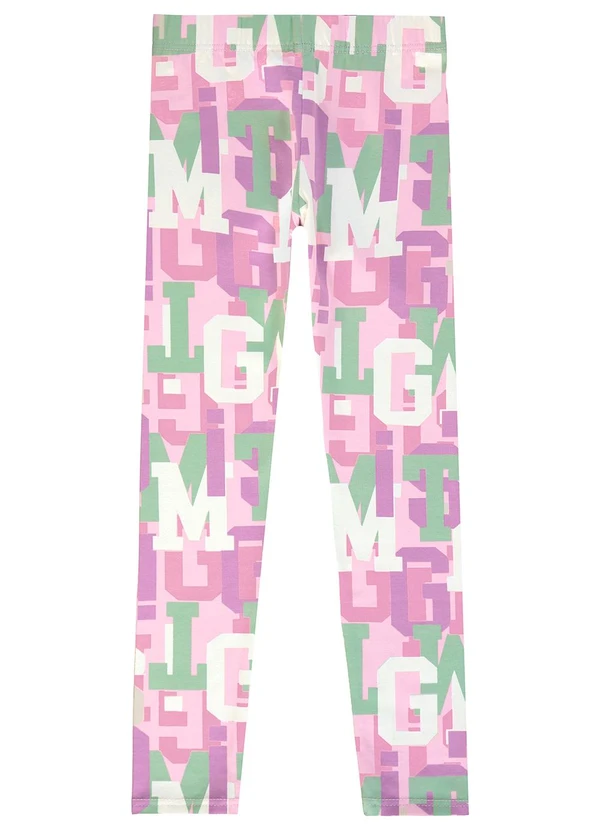 Malwee Kids - Calça Legging Letras Rosa Claro