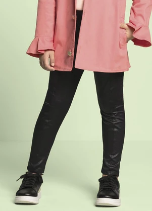 Milli e Nina - Calça Legging Menina Cirrê Preto - MILLI E NINA