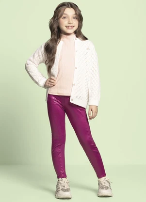 Milli e Nina - Calça Legging Menina Cirrê Rosa - MILLI E NINA