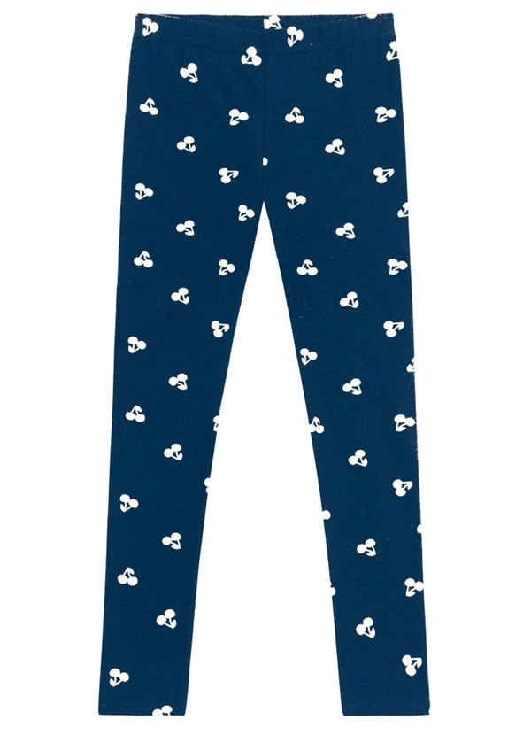 Brandili - Calça Legging Menina de Cerejas em Cotton Azul