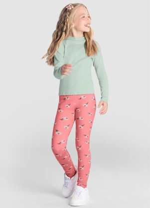 Brandili - Calça Legging Menina de Corações Rosa - BRANDILI