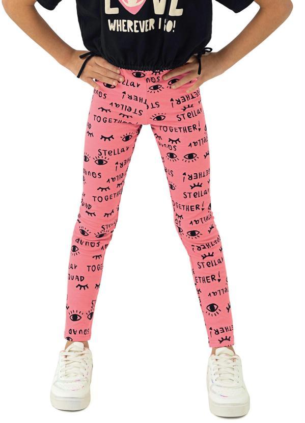 Malwee Kids - Calça Legging Menina Olhinhos Rosa