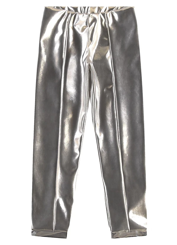 Carinhoso - Calça Legging Metalizada Menina Prata