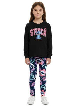 Malwee Kids - Calça Legging Stitch® em Cotton Azul Marinho - MALWEE KIDS