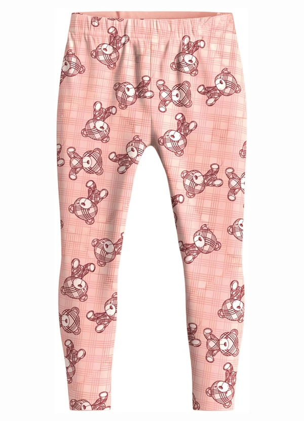 Carinhoso - Calça Legging Ursinho Soft Rosa Claro