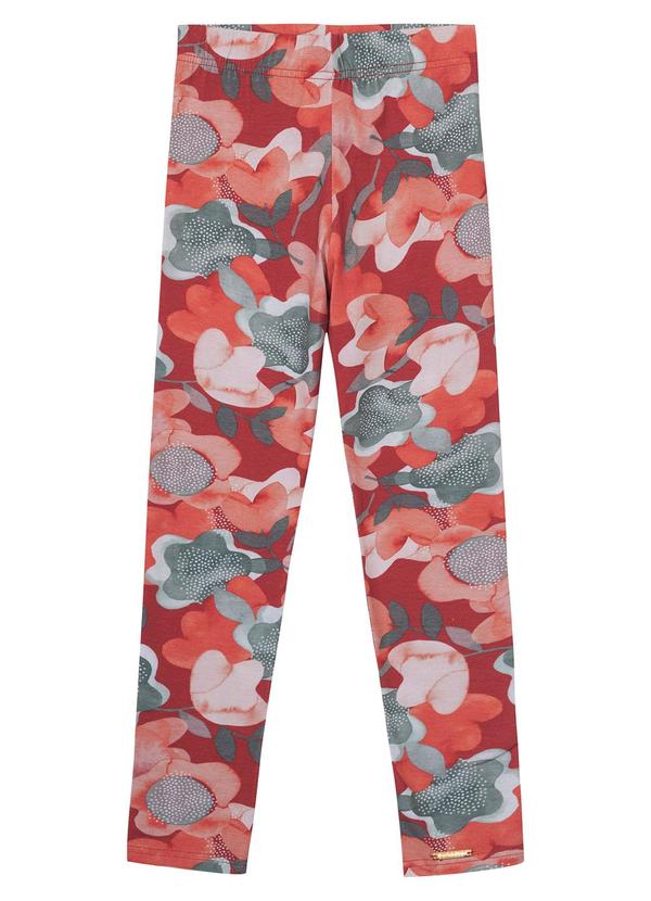 Carinhoso - Calça Vermelha Legging Floral Menina