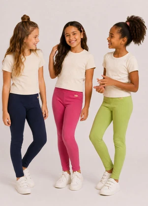 Rosa Azul - Kit 2 Leggings Infantil Blackout Multicor - ROSA AZUL