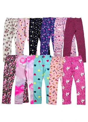 Turminha - Kit 3 Leggings Inf Menina Estampadas Sortida - TURMINHA