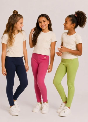 Rosa Azul - Kit 3 Leggings Infantil Blackout Multicor - ROSA AZUL