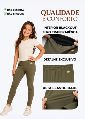 Rosa Azul - Kit 3 Leggings Infantil Blackout Multicor - ROSA AZUL