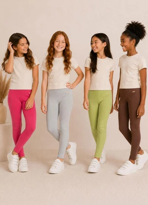 Rosa Azul - Kit 4 Leggings Infantil Blackout Multicor - ROSA AZUL