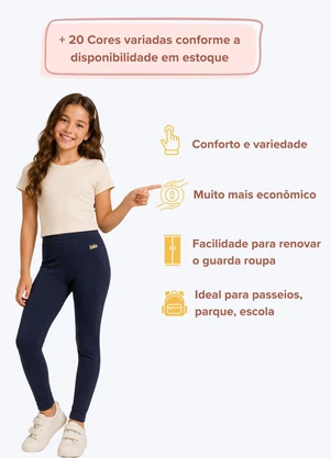 Rosa Azul - Kit 4 Leggings Infantil Blackout Multicor - ROSA AZUL