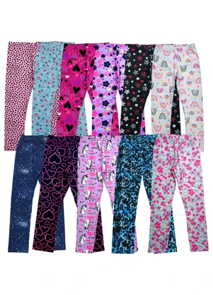 Turminha - Kit 5 Leggings Inf Menina Estampadas Sortida - TURMINHA