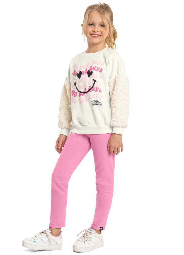 Quimby - Legging Básica Infantil em Cotton Rosa 2