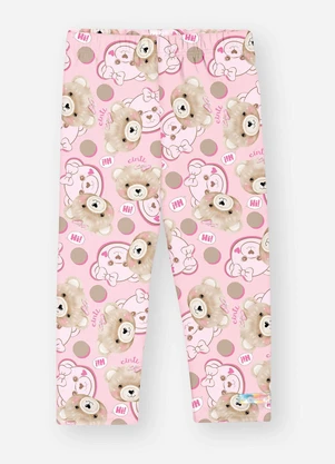 Abrange - Legging Bebê Menina Ursinho Rosa - ABRANGE