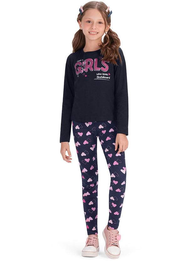 Alenice - Legging Corações Menina Azul 2