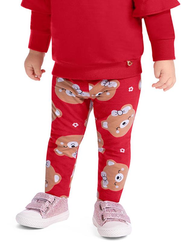 Alenice - Legging Estampada Menina Vermelho