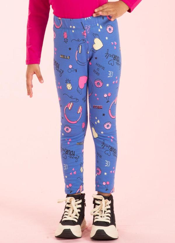 Cativa Kids - Legging Feminina com Estampa Colorida Azul