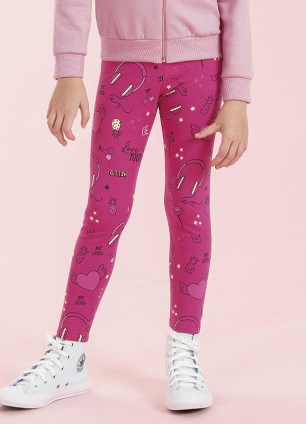 Cativa Kids - Legging Feminina com Estampa Colorida Rosa