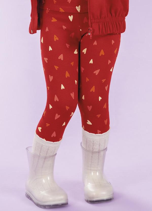 Cativa Kids - Legging Feminina com Estampa Rotativa Vermelho