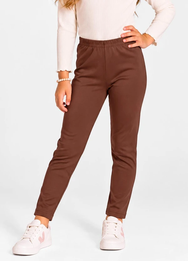 Select - Legging Infantil em Malha Peluciada Marrom