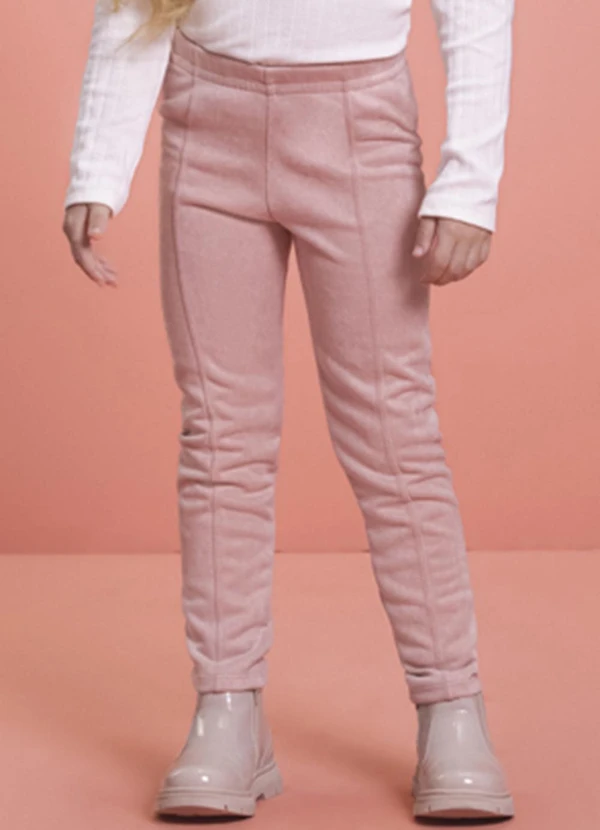 Milli e Nina - Legging Infantil em Suede Rosa