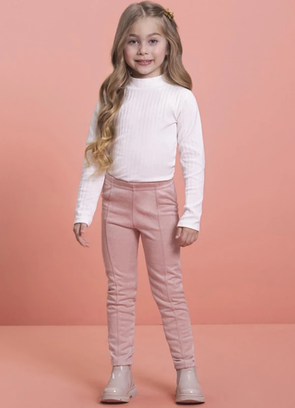 Milli e Nina - Legging Infantil em Suede Rosa 2