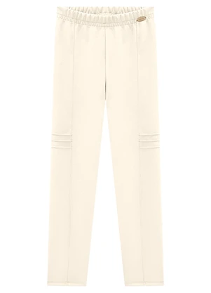 Milli e Nina - Legging Infantil em Suede Bege - MILLI E NINA