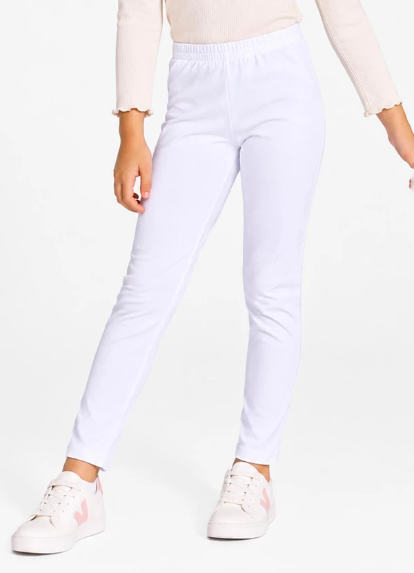 Select - Legging Infantil, Malha Suplex Peluciada Branco