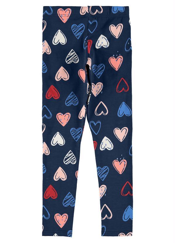 Malwee Kids - Legging Infantil Menina Corações Azul 1