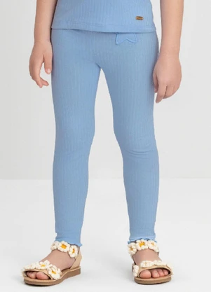 Up Baby - Legging Menina em Ribana Canelada Azul - UP BABY