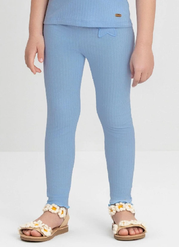 Up Baby - Legging Menina em Ribana Canelada Azul