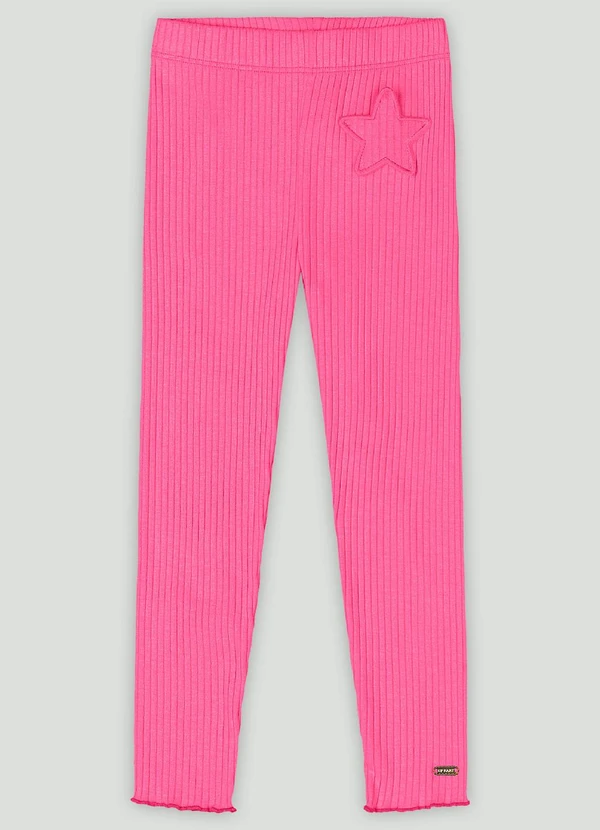 Up Baby - Legging Menina em Ribana Canelada Up Baby Rosa