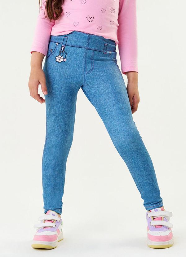 Abrange - Legging Total Print Azul Jeans Médio